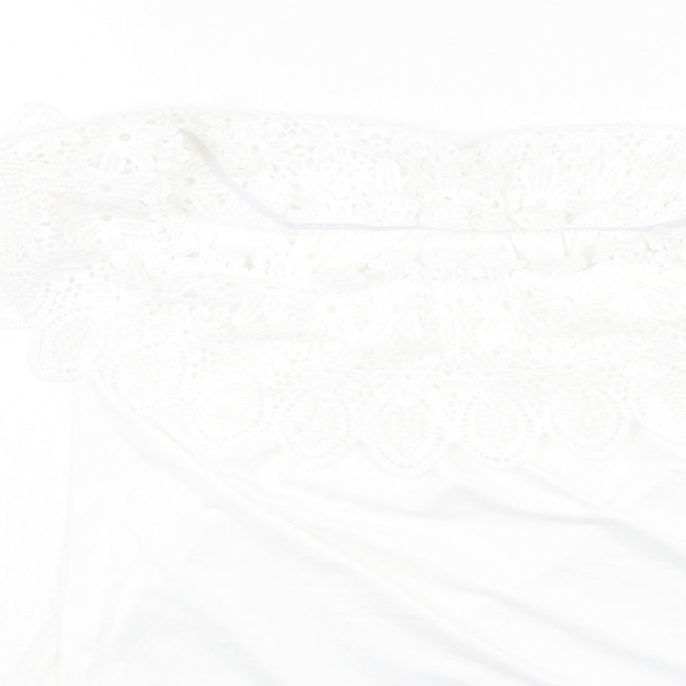 SheIn Womens White  Polyester Basic Blouse Size XL Off the Shoulder