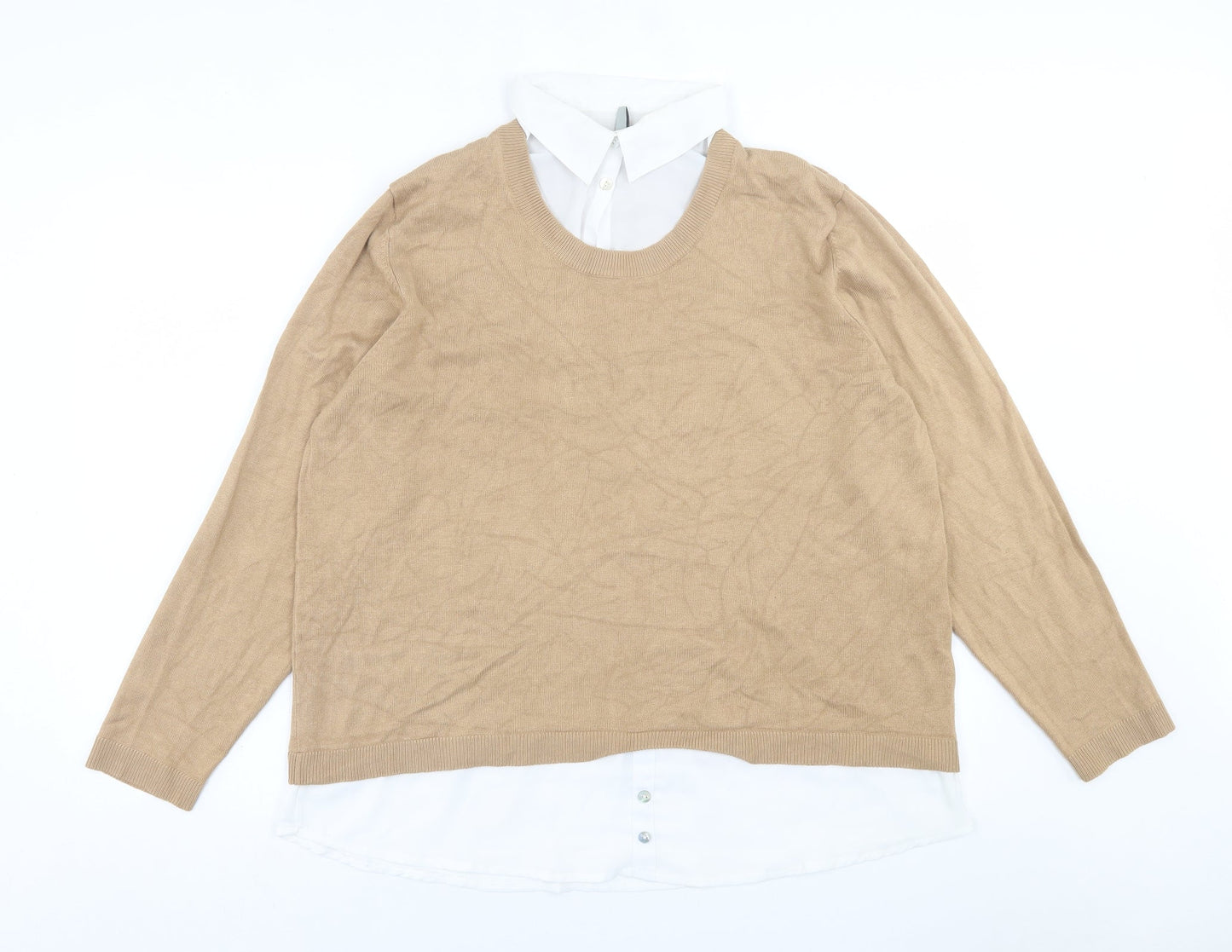 Intuition Womens Brown Collared  Viscose Pullover Jumper Size 18