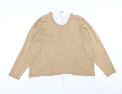 Intuition Womens Brown Collared  Viscose Pullover Jumper Size 18