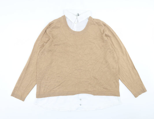 Intuition Womens Brown Collared  Viscose Pullover Jumper Size 18