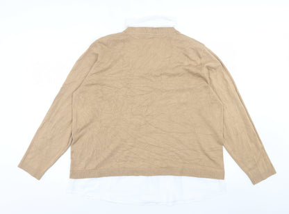 Intuition Womens Brown Collared  Viscose Pullover Jumper Size 18