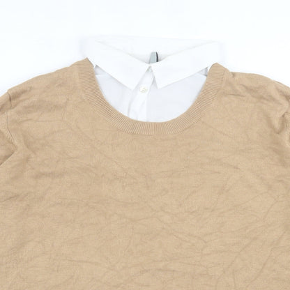 Intuition Womens Brown Collared  Viscose Pullover Jumper Size 18