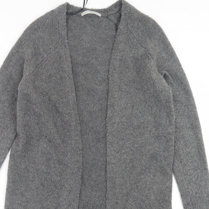 George Womens Grey V-Neck  Acrylic Cardigan Jumper Size S