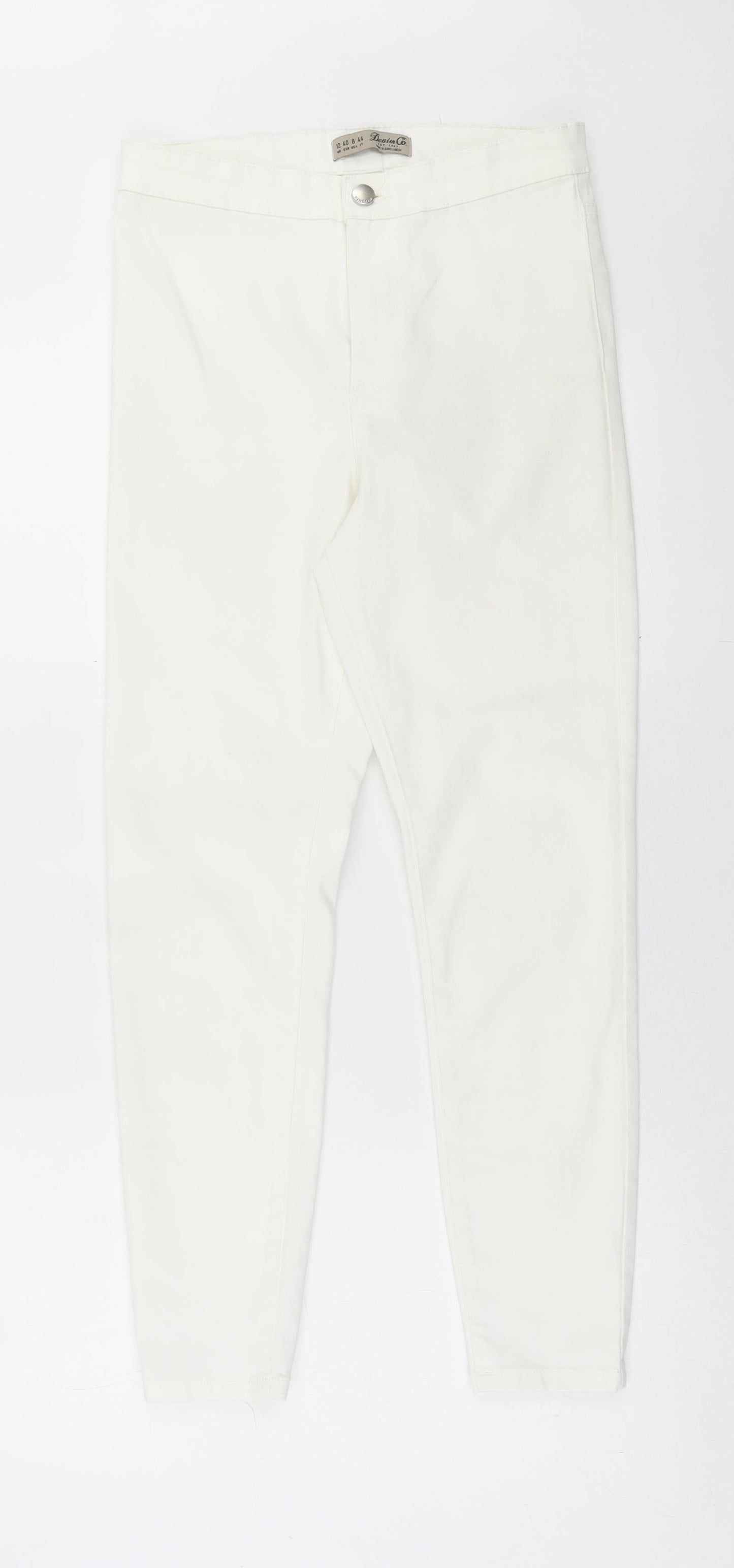 Denim & Co. Womens White  Cotton Skinny Jeans Size 12 L26 in Regular Button