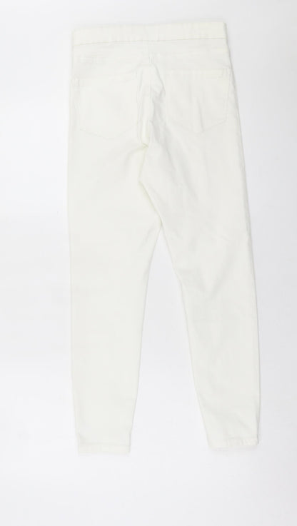 Denim & Co. Womens White  Cotton Skinny Jeans Size 12 L26 in Regular Button