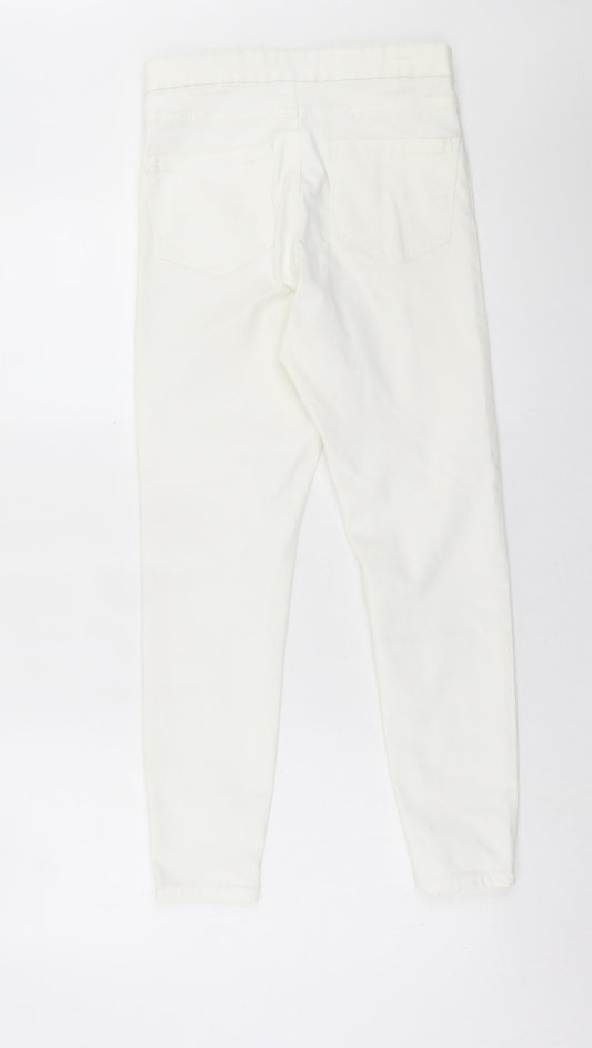 Denim & Co. Womens White  Cotton Skinny Jeans Size 12 L26 in Regular Button
