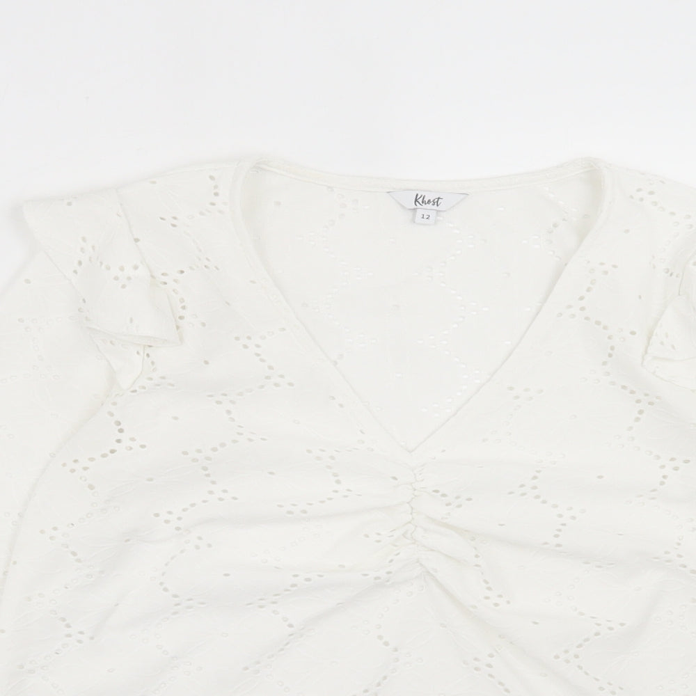 Womens UK Size 12 khost White Basic T-Shirt