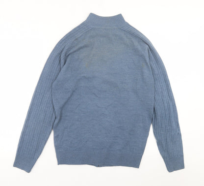 South Bay Mens Blue High Neck  Acrylic Full Zip Jumper Size S