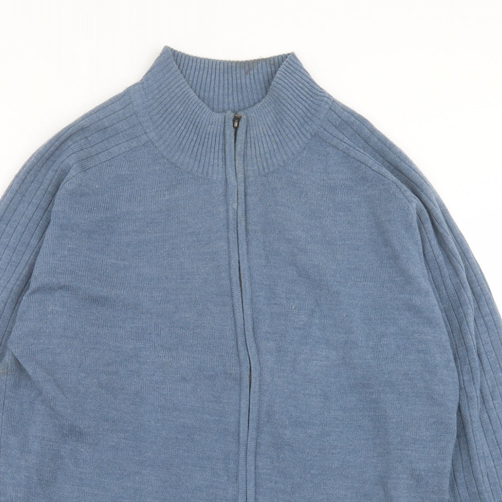 South Bay Mens Blue High Neck  Acrylic Full Zip Jumper Size S