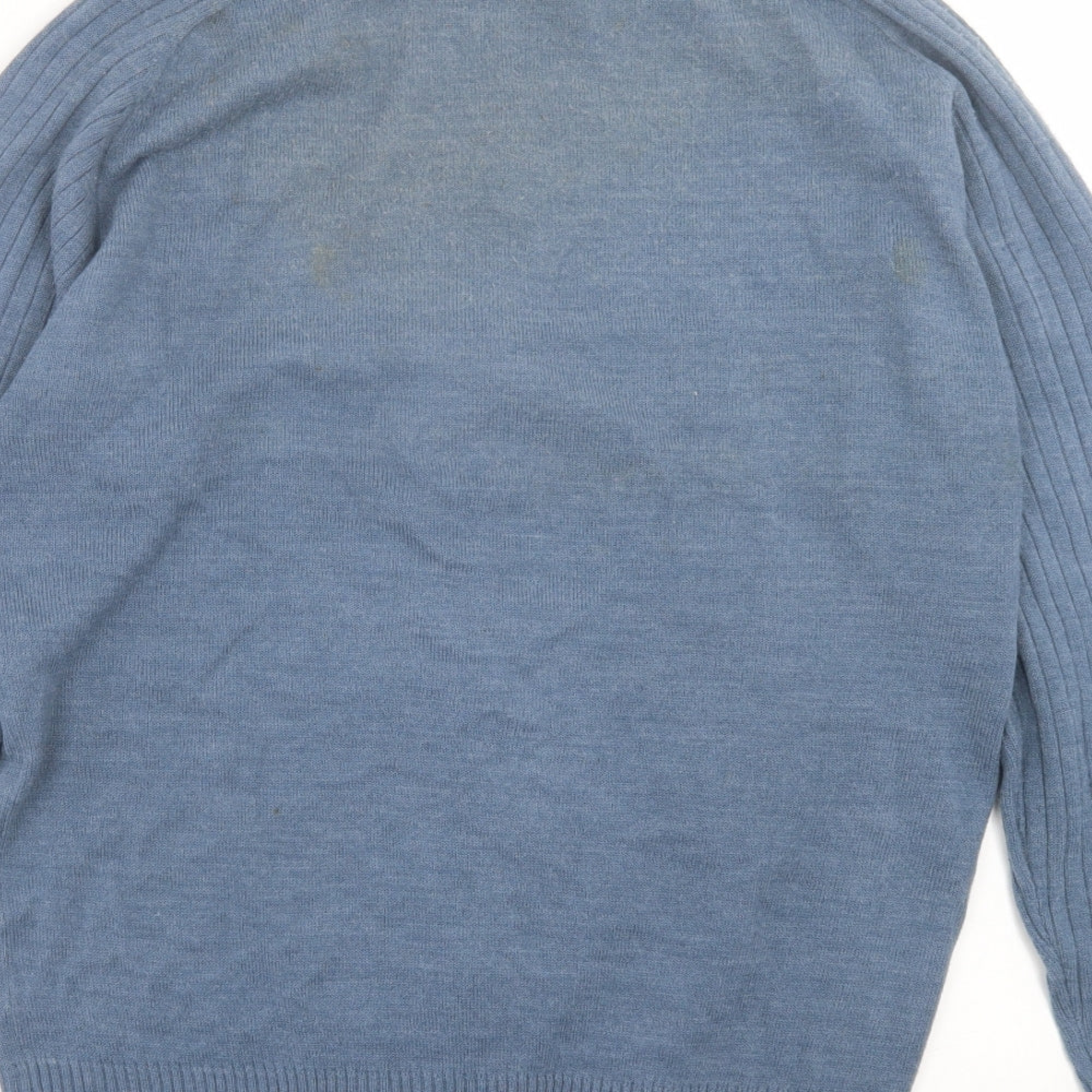 South Bay Mens Blue High Neck  Acrylic Full Zip Jumper Size S