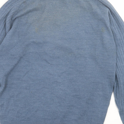 South Bay Mens Blue High Neck  Acrylic Full Zip Jumper Size S