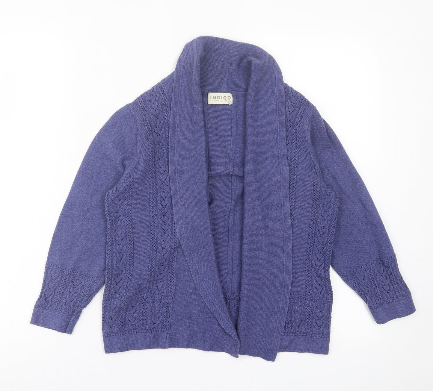 Indigo Womens Purple V-Neck  Cotton Cardigan Jumper Size 8
