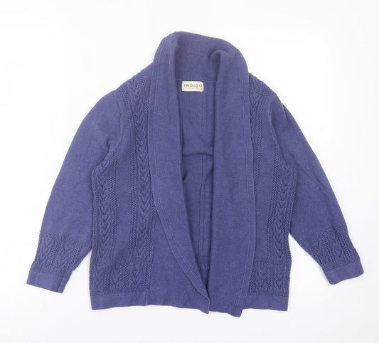 Indigo Womens Purple V-Neck  Cotton Cardigan Jumper Size 8