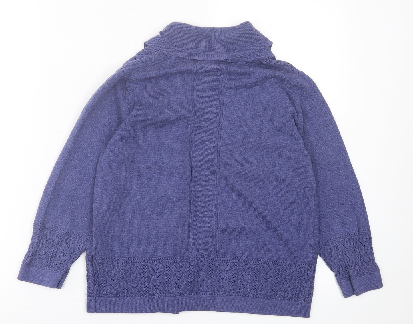 Indigo Womens Purple V-Neck  Cotton Cardigan Jumper Size 8