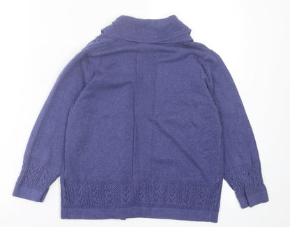 Indigo Womens Purple V-Neck  Cotton Cardigan Jumper Size 8