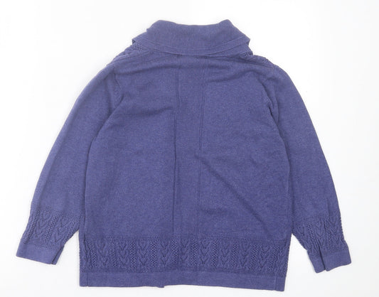 Indigo Womens Purple V-Neck  Cotton Cardigan Jumper Size 8