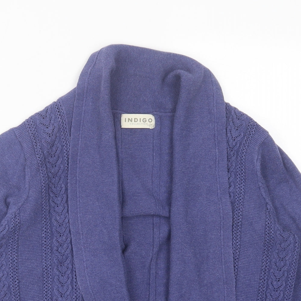 Indigo Womens Purple V-Neck  Cotton Cardigan Jumper Size 8