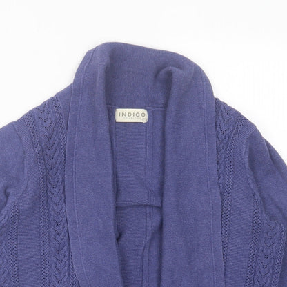 Indigo Womens Purple V-Neck  Cotton Cardigan Jumper Size 8