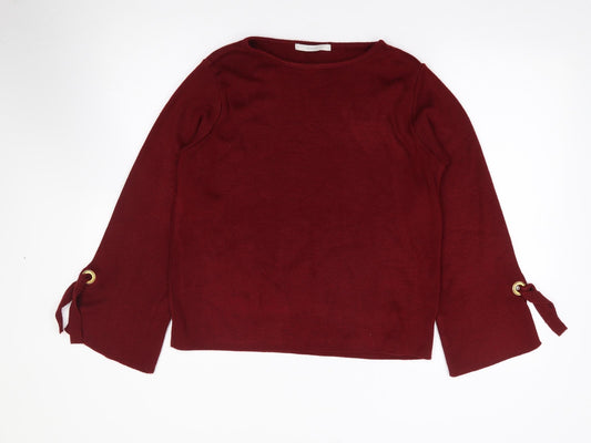 George Womens Red Round Neck  Acrylic Pullover Jumper Size 14