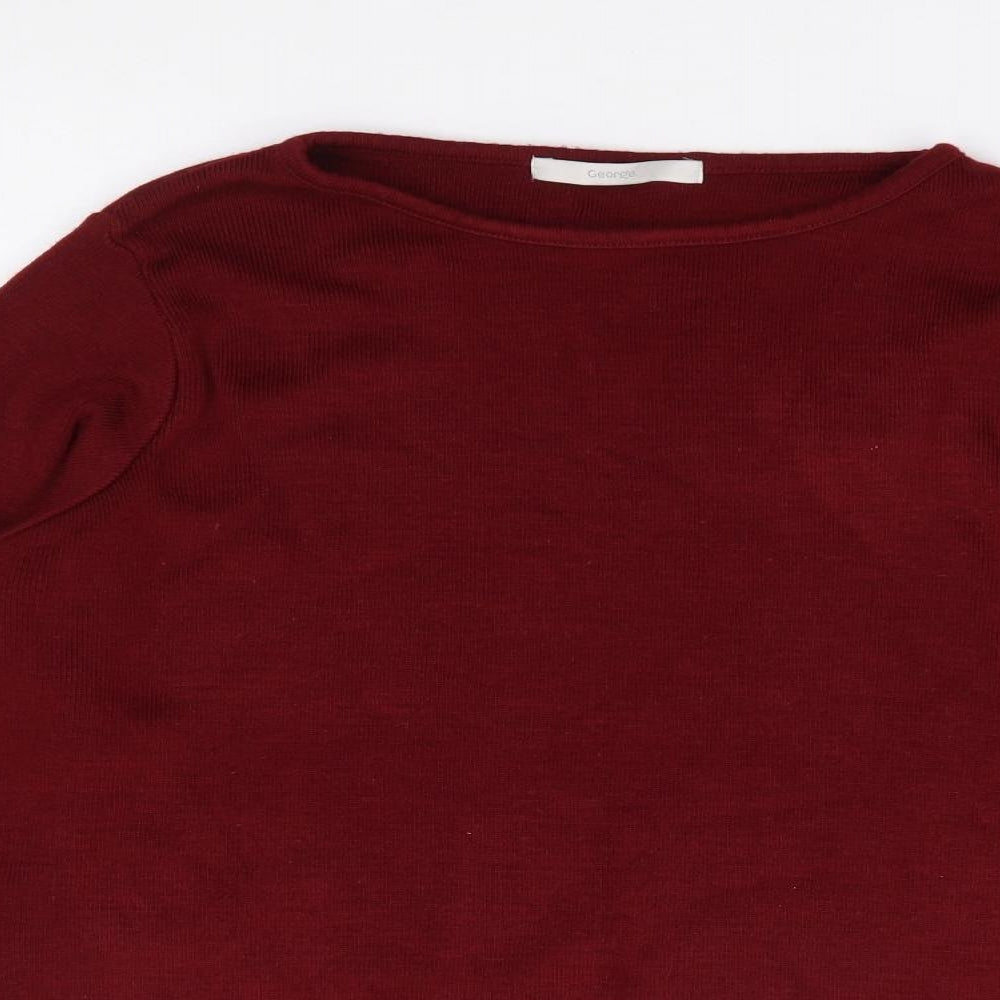 George Womens Red Round Neck  Acrylic Pullover Jumper Size 14