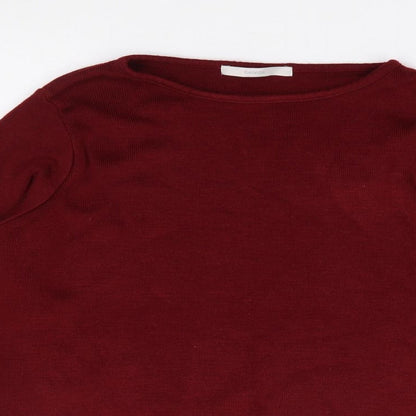 George Womens Red Round Neck  Acrylic Pullover Jumper Size 14