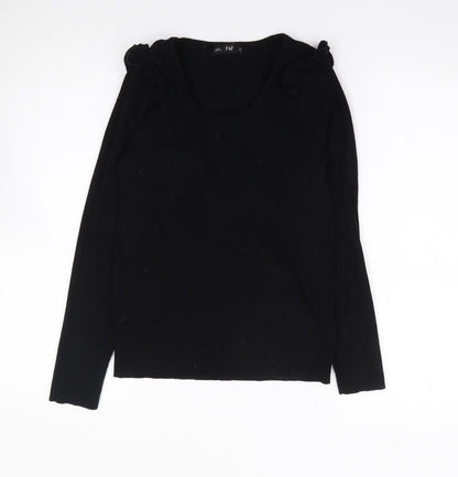 F&F  Womens Black Scoop Neck  Viscose Pullover Jumper Size 14   - Ribbed