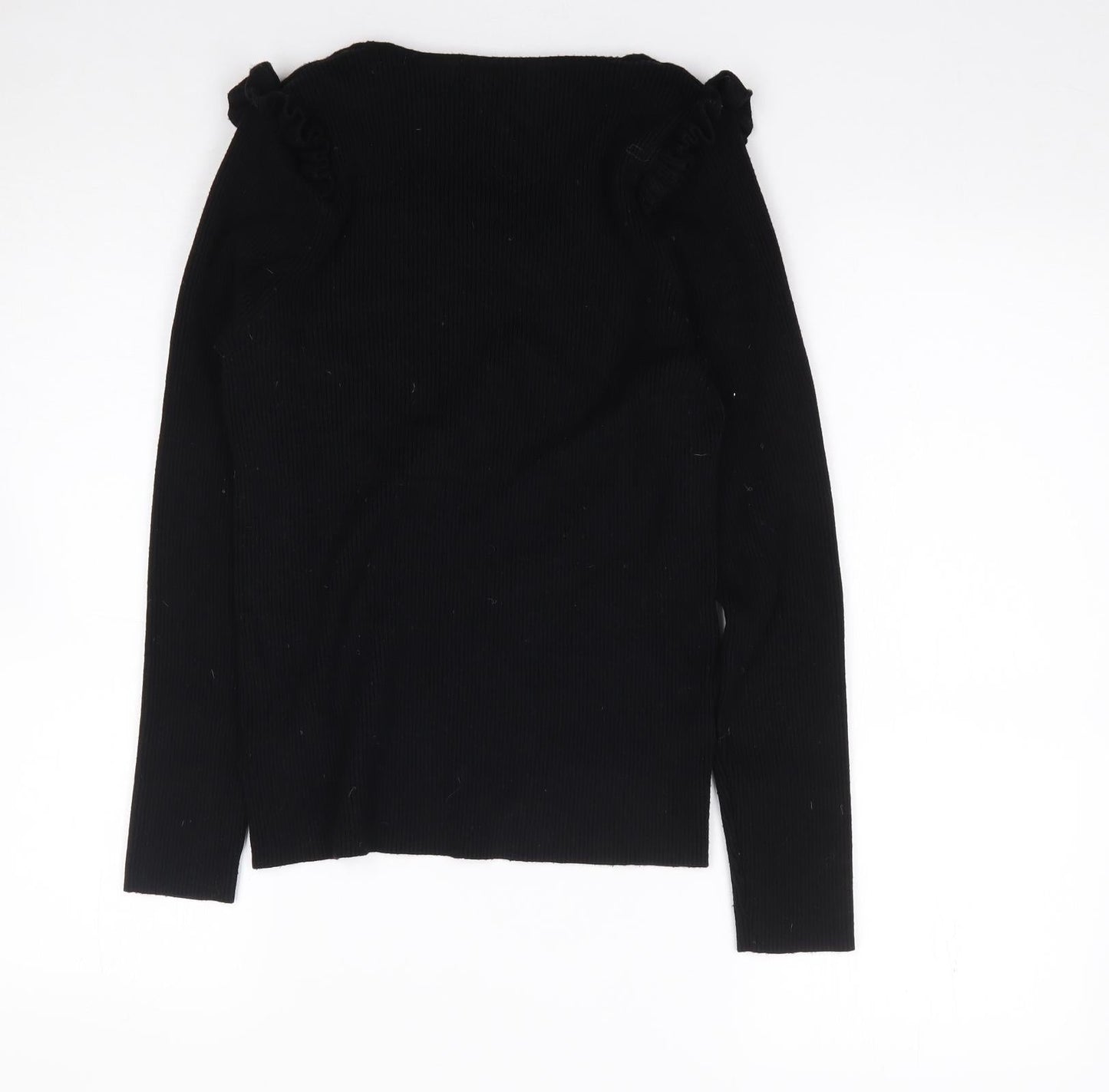 F&F  Womens Black Scoop Neck  Viscose Pullover Jumper Size 14   - Ribbed