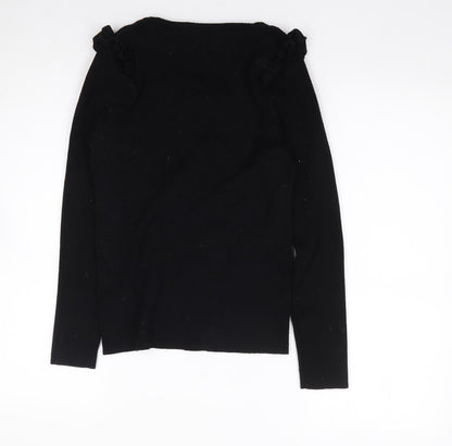 F&F  Womens Black Scoop Neck  Viscose Pullover Jumper Size 14   - Ribbed