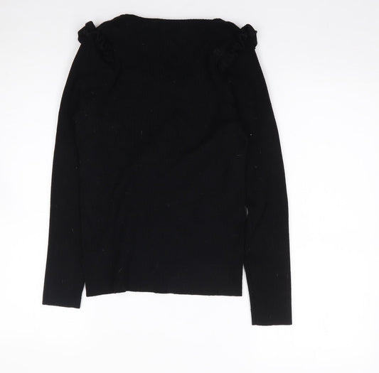 F&F  Womens Black Scoop Neck  Viscose Pullover Jumper Size 14   - Ribbed