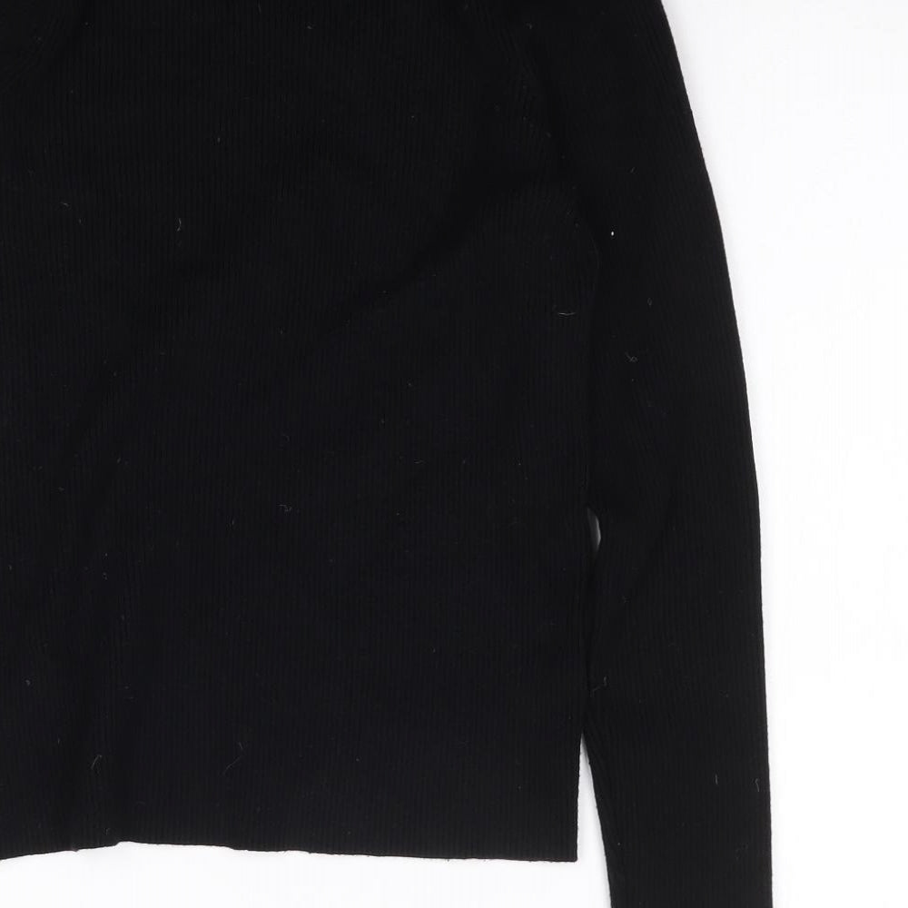 F&F  Womens Black Scoop Neck  Viscose Pullover Jumper Size 14   - Ribbed