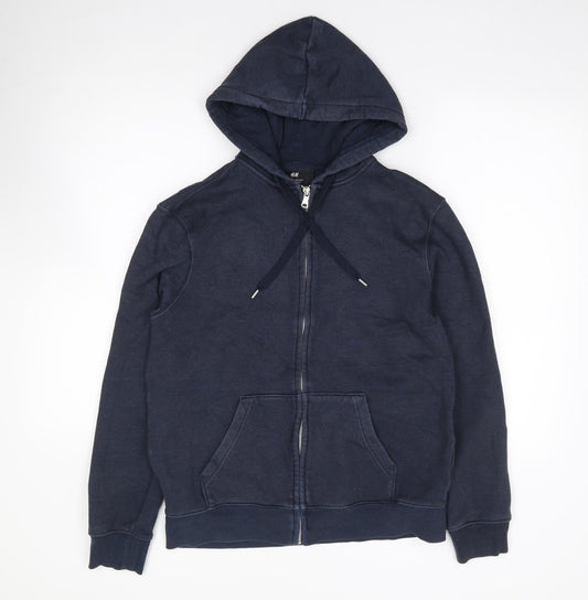 Mens UK Size S H&M Blue Full Zip Hoodie