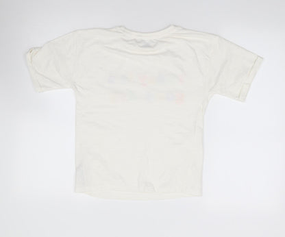 Primark Girls Ivory  Cotton Jersey T-Shirt Size 8-9 Years Crew Neck Pullover