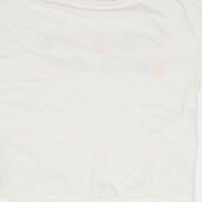 Primark Girls Ivory  Cotton Jersey T-Shirt Size 8-9 Years Crew Neck Pullover