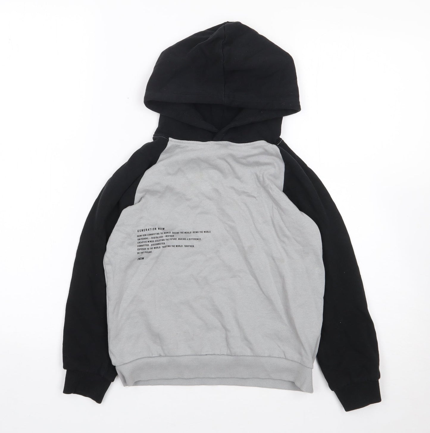 Name It  Boys Grey Colourblock 100% Cotton Pullover Hoodie Size 7-8 Years  Pullover