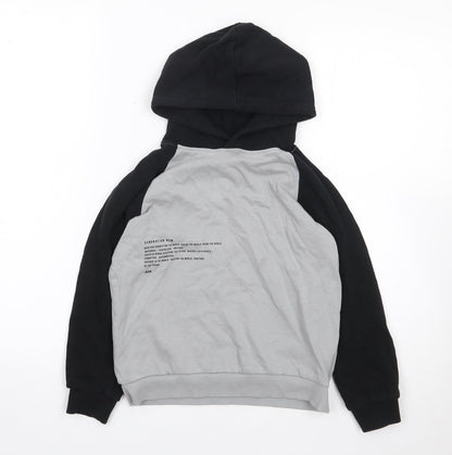 Name It  Boys Grey Colourblock 100% Cotton Pullover Hoodie Size 7-8 Years  Pullover