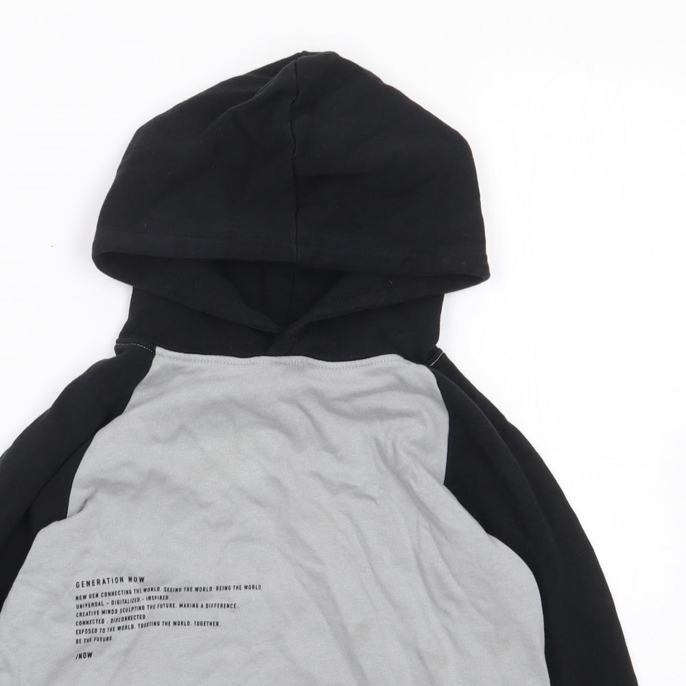 Name It  Boys Grey Colourblock 100% Cotton Pullover Hoodie Size 7-8 Years  Pullover
