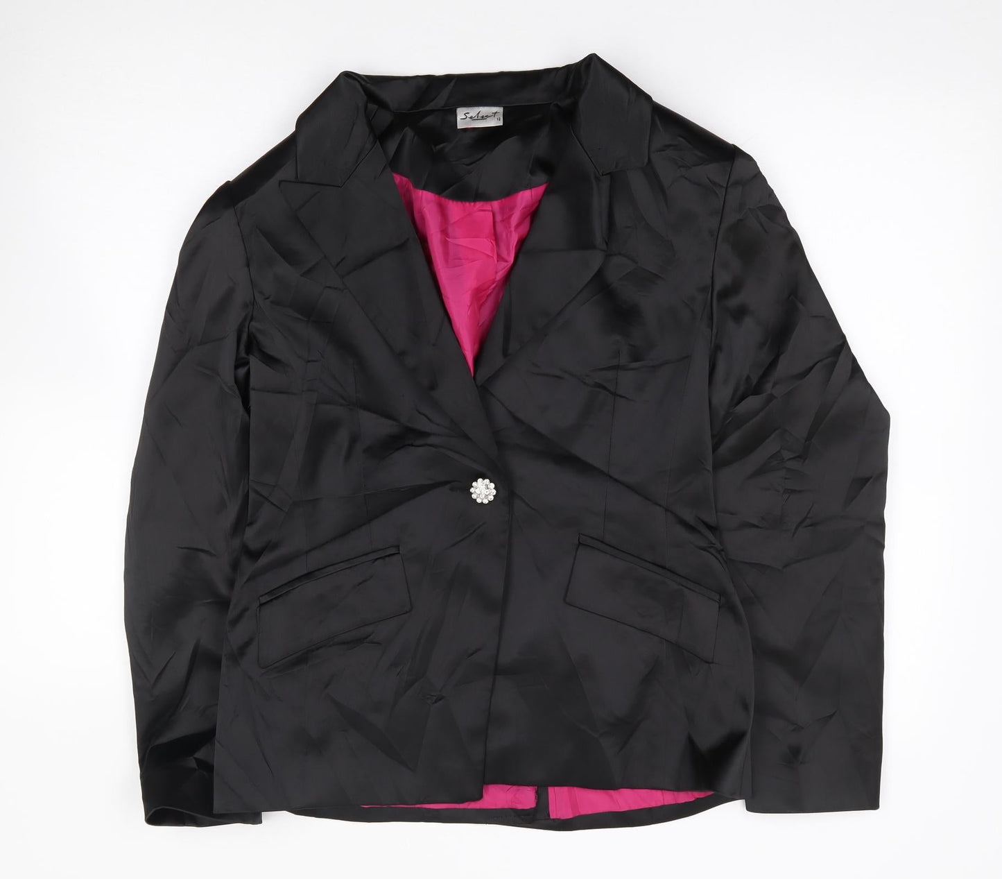 Select Womens Black  Polyester Jacket Blazer Size 12