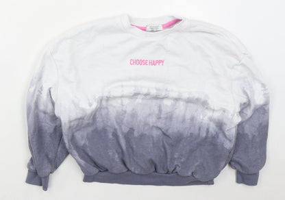 Primark Girls Blue  Cotton Pullover Sweatshirt Size 9-10 Years  Pullover - Choose Happy