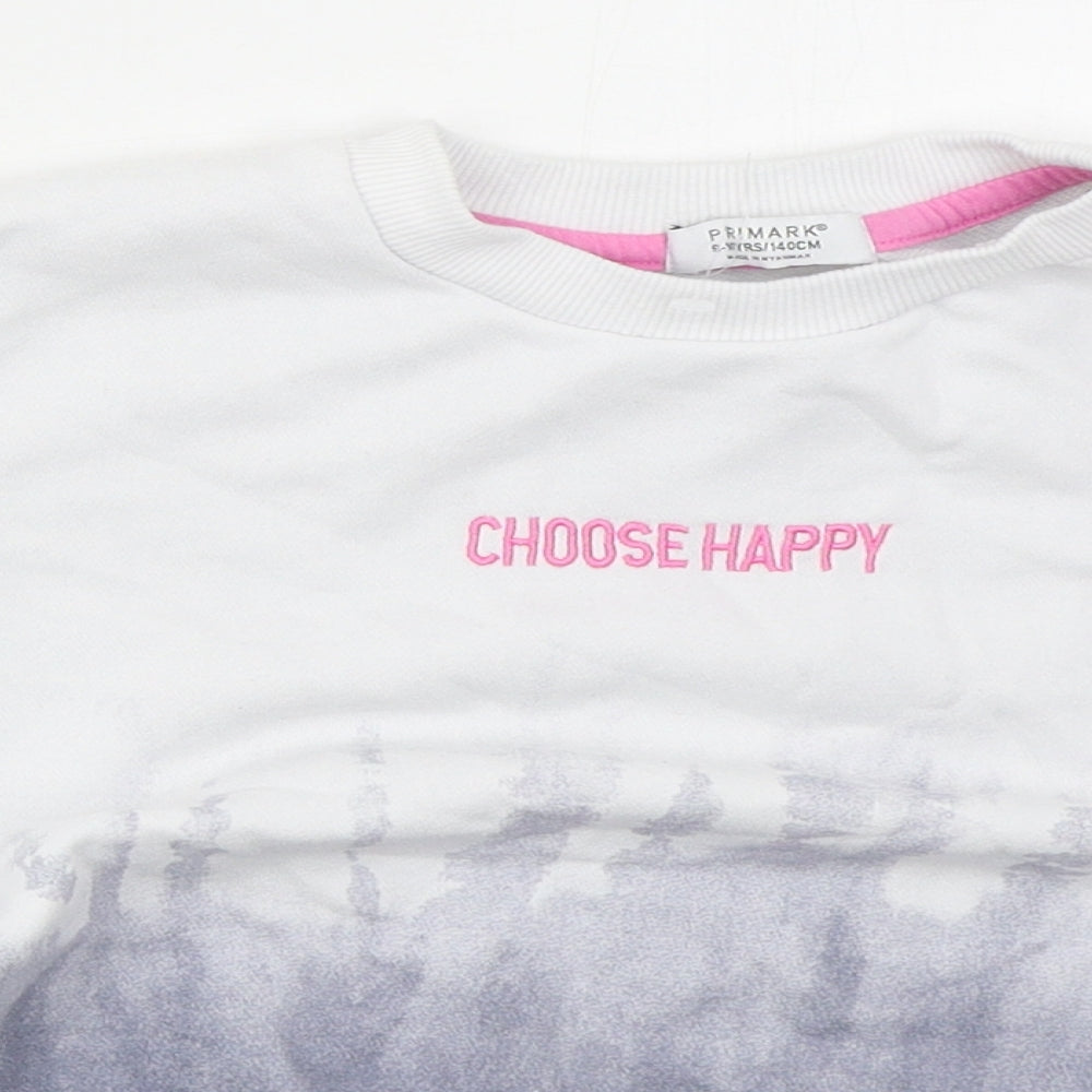Primark Girls Blue  Cotton Pullover Sweatshirt Size 9-10 Years  Pullover - Choose Happy