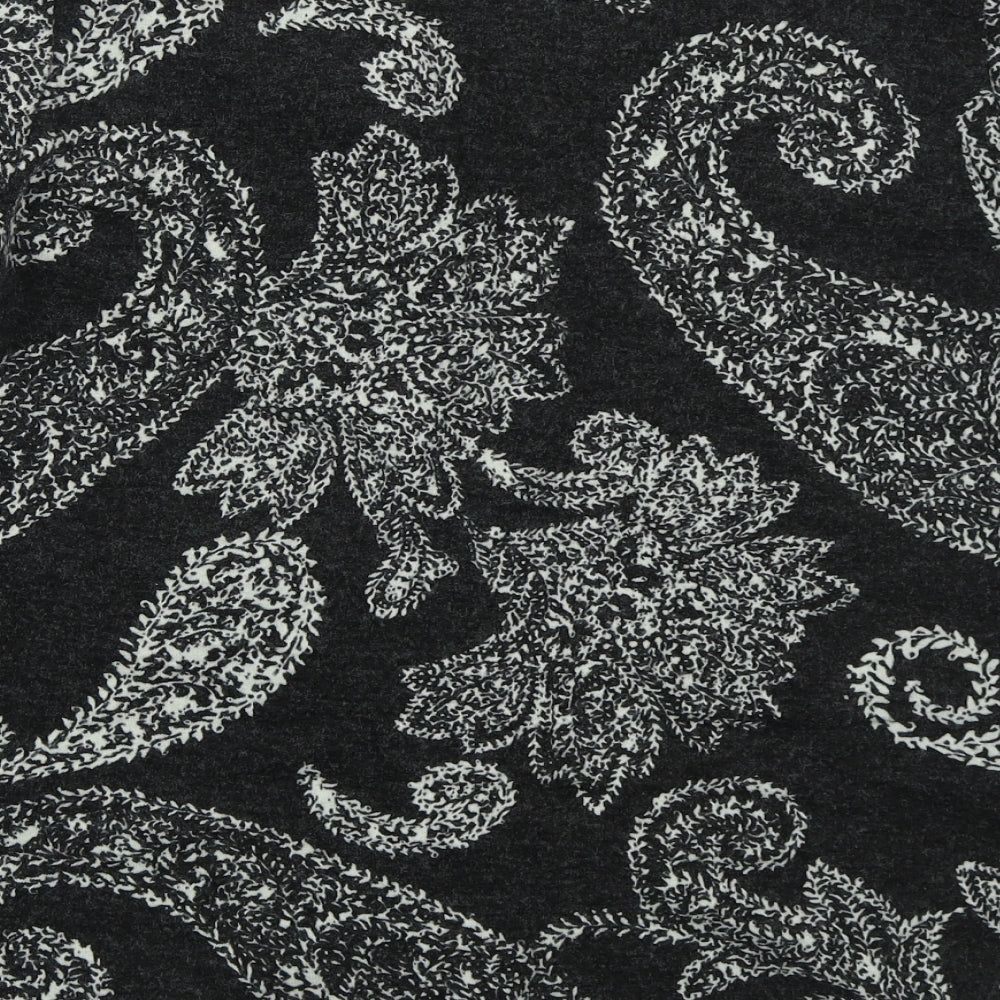 Flass Womens Grey Round Neck Paisley Acrylic Cardigan Jumper Size L