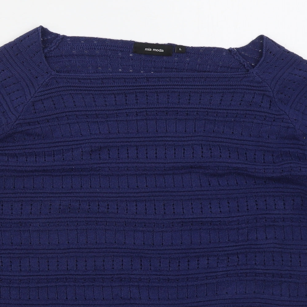 Womens UK Size L Mia Moda Blue Pullover Jumper