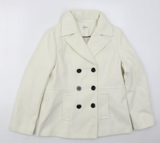 Damart Womens White   Pea Coat Coat Size 12  Button