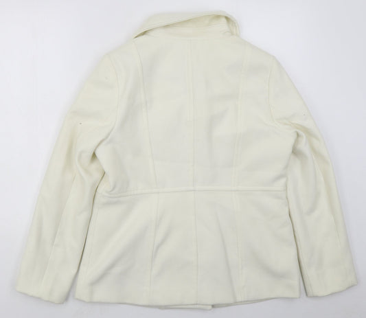 Damart Womens White   Pea Coat Coat Size 12  Button