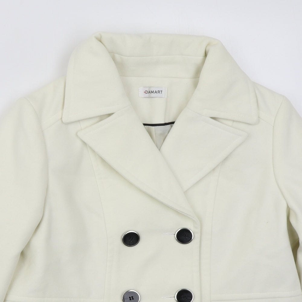Damart Womens White   Pea Coat Coat Size 12  Button