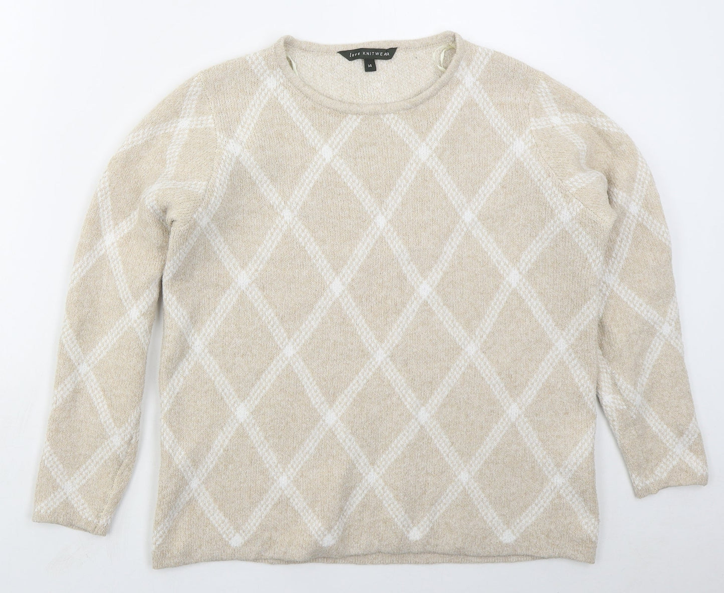 Womens UK Size 14 Bonmarché Beige Pullover Jumper