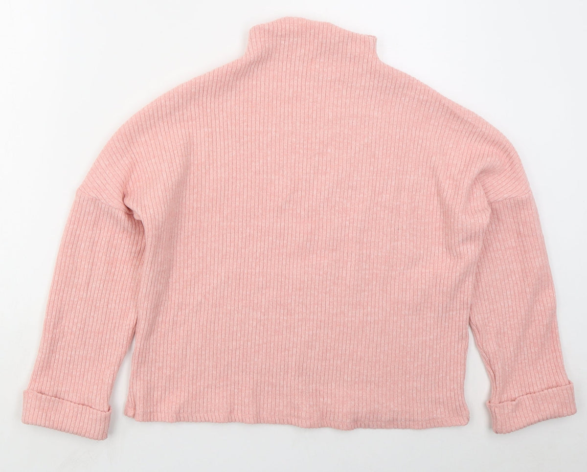 H&M Womens Pink Mock Neck  Viscose Pullover Jumper Size S