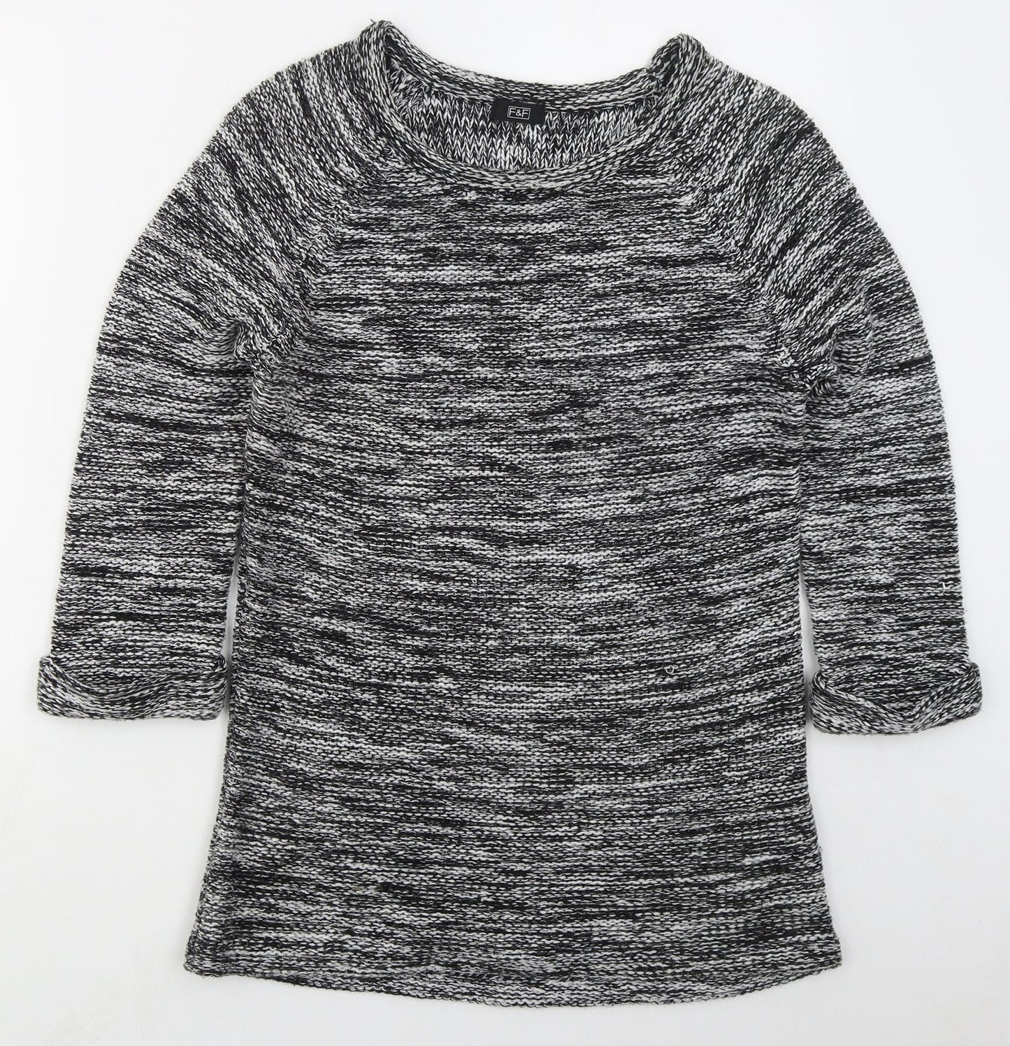F&F Womens Grey Round Neck  Acrylic Pullover Jumper Size 12