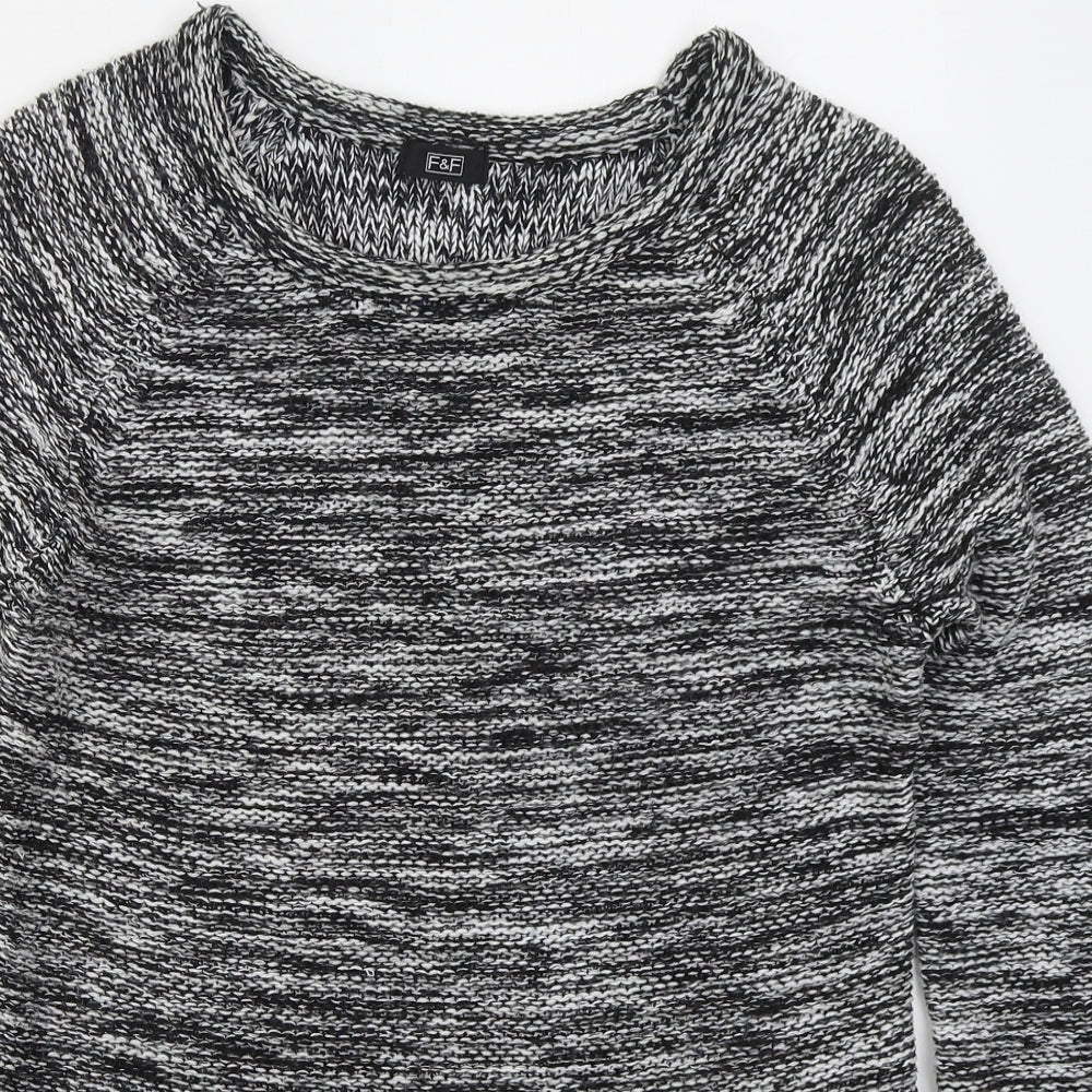 F&F Womens Grey Round Neck  Acrylic Pullover Jumper Size 12