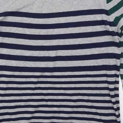 Crew Clothing Womens Grey Boat Neck Striped Cotton Pullover Jumper Size 14   - Blue Green