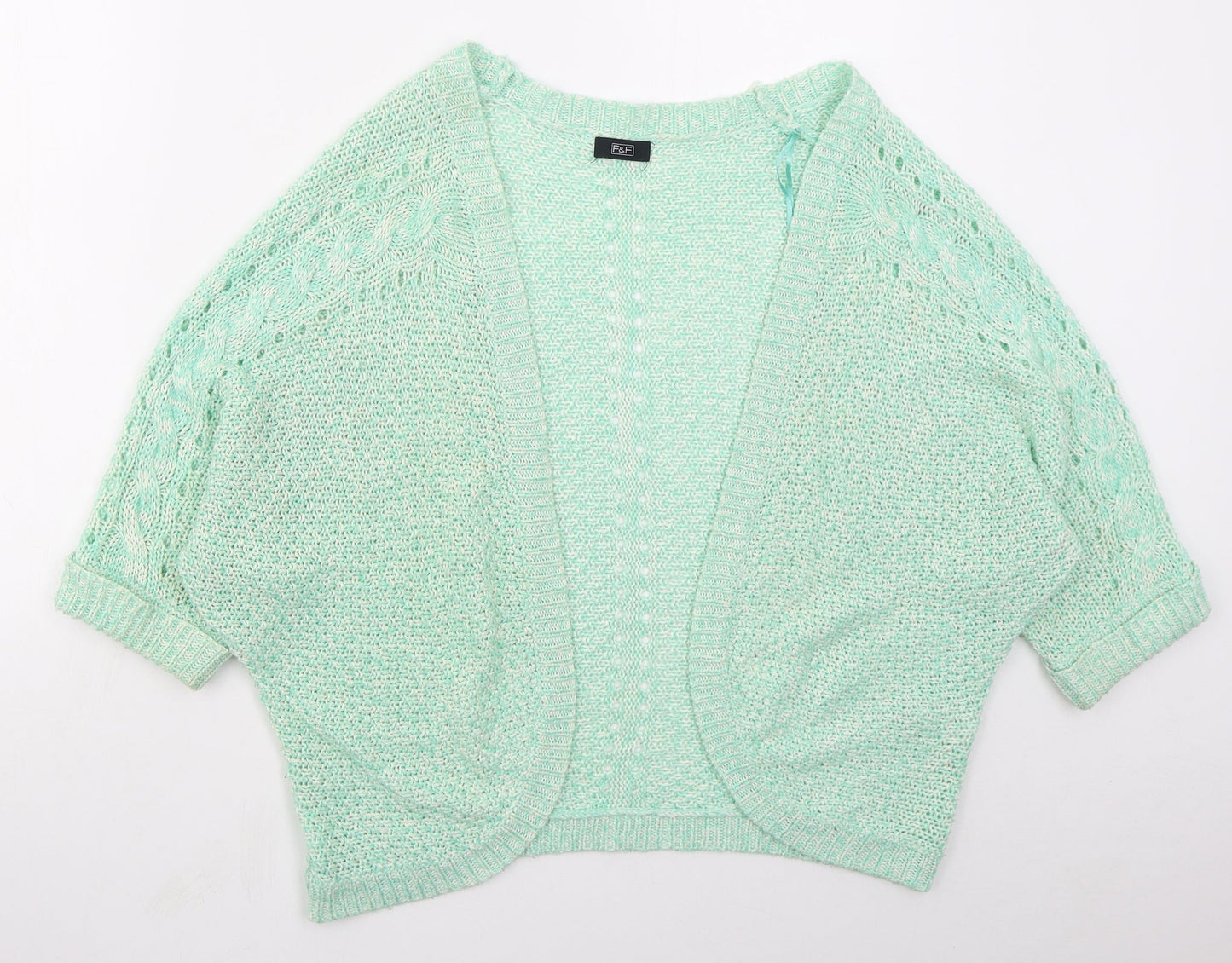 F&F Womens Green V-Neck  Acrylic Cardigan Jumper Size 14